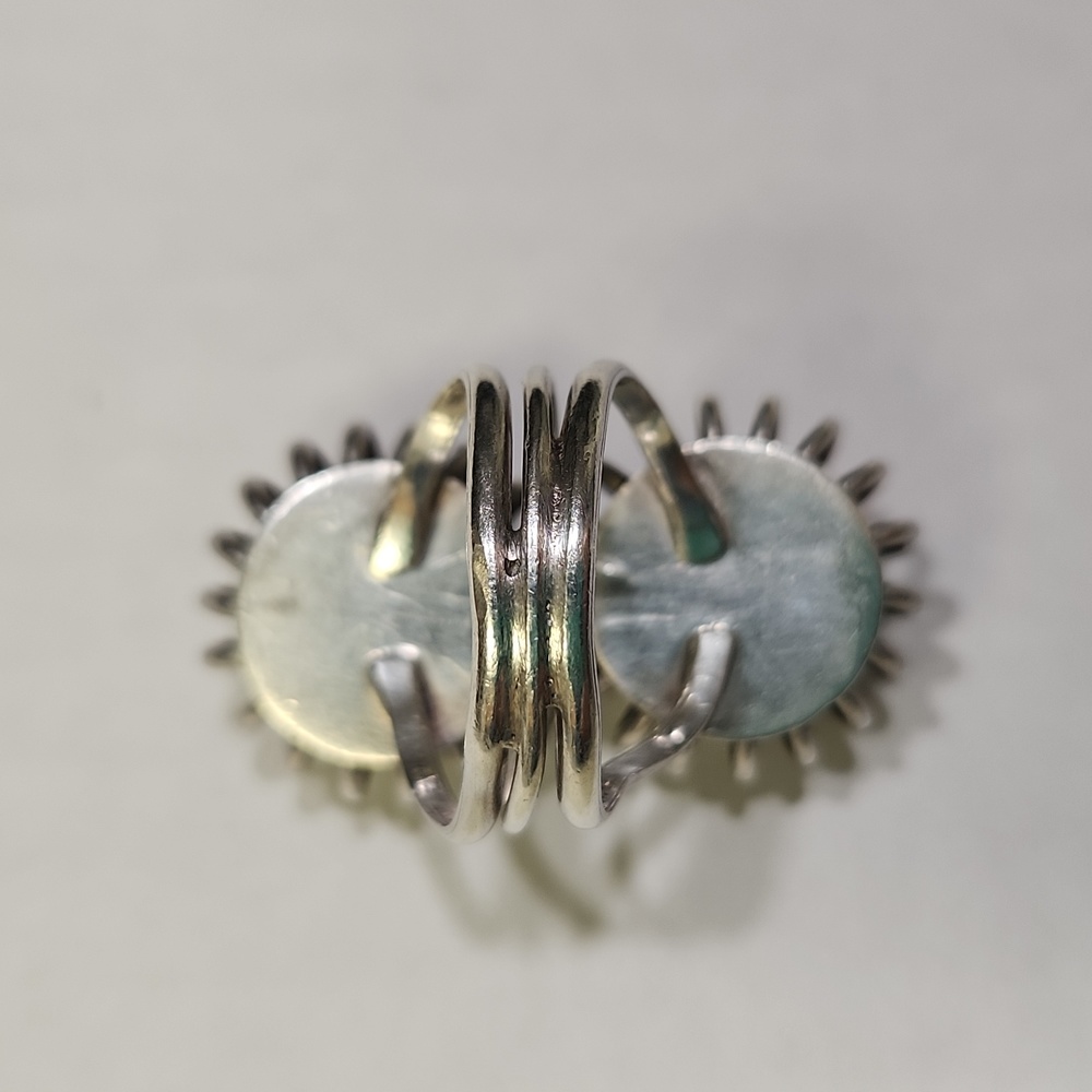 Showstopper! Silver & coral ring sz 8 - Picture 4 of 11